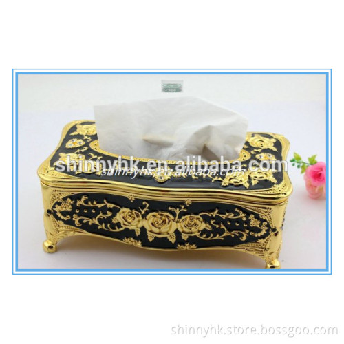 Hot sale vintage allloy metal enamel tissue box cover white and black colour